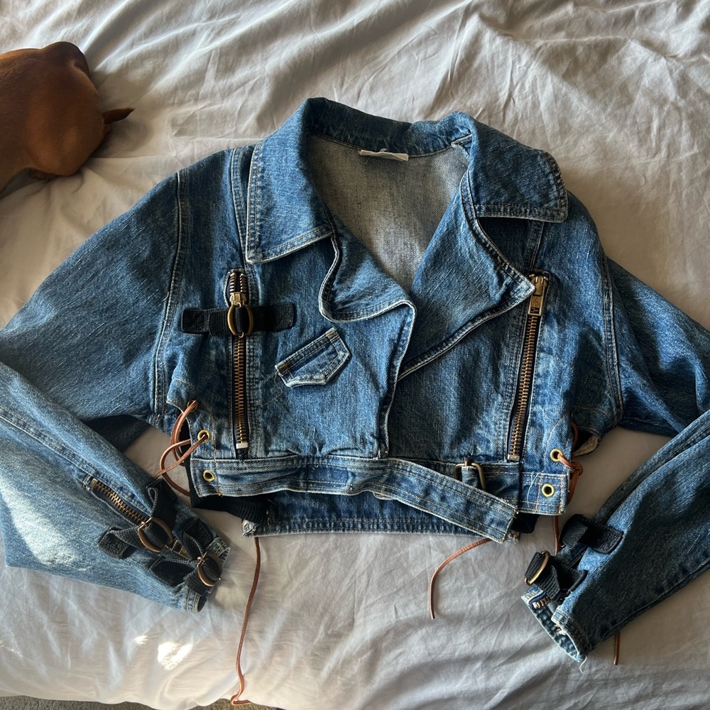 Santana Canada Blue Denim Jacket with Zipper Accents
